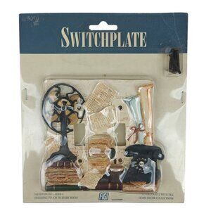 Vintage Figi Handpainted Office Double Switchplate Decor 1999